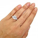 3 1/5 ct TGW Emerald Moissanite Trillion Diamond Engagement Ring White Gold - Handcrafted By Name My Rings™