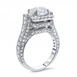 3 2/5 ct TGW Round Moissanite Diamond Engagement Ring White Gold - Handcrafted By Name My Rings™