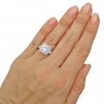 3 2/5 ct TGW Round Moissanite Diamond Engagement Ring White Gold - Handcrafted By Name My Rings™