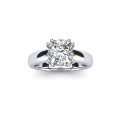 3/4 Carat Cushion Diamond Solitaire Engagement Ring in 14 Karat White Gold - Handcrafted By Name My Rings™