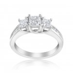 White Gold 1 1/2ct TDW 3-stone Diamond Princess Ring - Handcrafted By Name My Rings™