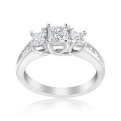 White Gold 1 1/2ct TDW 3-stone Diamond Princess Ring - Handcrafted By Name My Rings™