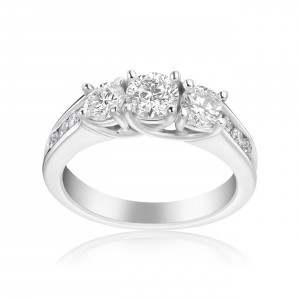 White Gold 1 1/2ct TDW 3-stone Diamond Ring - Handcrafted By Name My Rings™