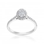 White Gold 1/2ct Oval Center and 1/4ct Round Diamond Halo Ring - Handcrafted By Name My Rings™