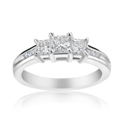 White Gold 1/2ct TDW 3-stone Diamond Princess Ring - Handcrafted By Name My Rings™