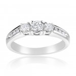 White Gold 1/2ct TDW Diamond 3-stone Ring - Handcrafted By Name My Rings™