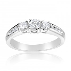 White Gold 1/2ct TDW Diamond 3-stone Ring - Handcrafted By Name My Rings™