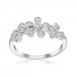 White Gold 1/5ct TDW Diamond Flower RIng - Handcrafted By Name My Rings™