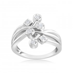 White Gold 1/6ct TDW Diamond Fashion Ring - Handcrafted By Name My Rings™