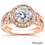 Gold 1 7/8ct TGW Moissanite and Diamond Circle Halo Engagement Ring - Handcrafted By Name My Rings™