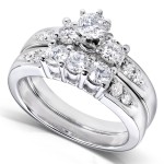 Gold 1ct TDW Round Diamond Wedding Ring Set - Handcrafted By Name My Rings™