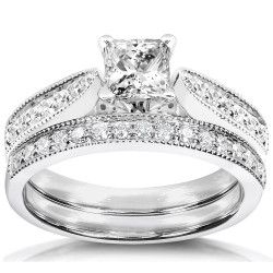 Gold 4/5ct TDW Diamond Bridal Ring Set - Handcrafted By Name My Rings™