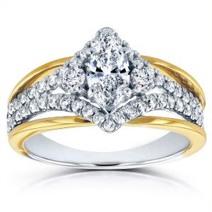 Two-tone Gold 1ct TDW Art Deco Diamond Engagement Ring - Handcrafted By Name My Rings™