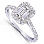 White Gold 1 1/3ct TDW Emerald-cut Diamond Halo Engagement Ring - Handcrafted By Name My Rings™