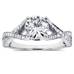 White Gold 1 1/4ct TDW Diamond Criss Cross Pave Engagement Ring - Handcrafted By Name My Rings™
