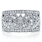 White Gold 1/2ct TDW White Diamond Floral Diamond Band - Handcrafted By Name My Rings™