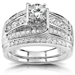 White Gold 1ct TDW Diamond Bridal Ring Set - Handcrafted By Name My Rings™
