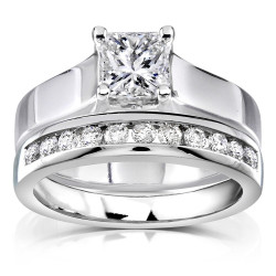 White Gold 1ct TDW Diamond Bridal Ring Set - Handcrafted By Name My Rings™