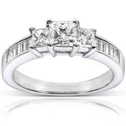 White Gold 1ct TDW Princess Diamond Ring - Handcrafted By Name My Rings™