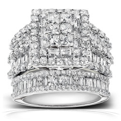 White Gold 2 4/5ct TDW Diamond Halo Bridal Ring Set - Handcrafted By Name My Rings™