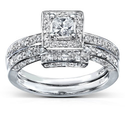 White Gold 5/8ct TDW Diamond Bridal Ring Set - Handcrafted By Name My Rings™