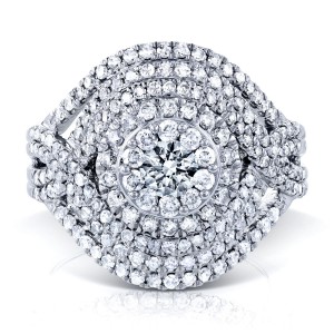 White Gold 1 1/2ct TDW Diamond Cluster Composite Cocktail Ring - Handcrafted By Name My Rings™