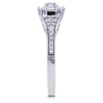 White Gold 1/2ct TDW Diamond Baguette Halo Engagement Ring - Handcrafted By Name My Rings™