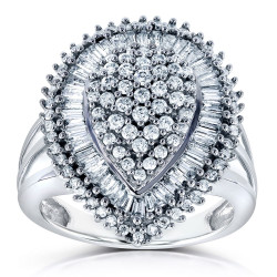 White Gold 1ct TDW Diamond Pear Shape Ring - Handcrafted By Name My Rings™