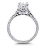 Gold 1 1/10ct Cushion Brilliant Moissanite and 1/3ct TDW Diamond Antique Cathedral Bridal Set - Handcrafted By Name My Rings™