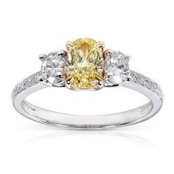 Gold 1 1/10ct TDW Certified Yellow and White Diamond Ring - Handcrafted By Name My Rings™