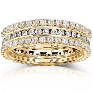 Gold 1 1/2 ct TDW Diamond 3-piece Stackable Eternity Ring Set  - Handcrafted By Name My Rings™