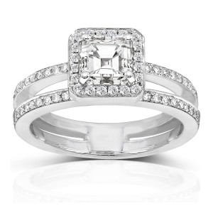 Gold 1 1/3ct TDW Asscher Diamond Engagement Ring - Handcrafted By Name My Rings™
