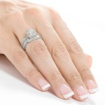 Gold 1 1/4ct TDW Diamond Halo Bridal Ring Set - Handcrafted By Name My Rings™