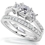 Gold 1 1/6ct TDW Princess Diamond Bridal Set - Handcrafted By Name My Rings™
