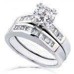 Gold 1 3/4ct TCW Cushion-cut Moissanite and Diamond Bridal Ring Set - Handcrafted By Name My Rings™