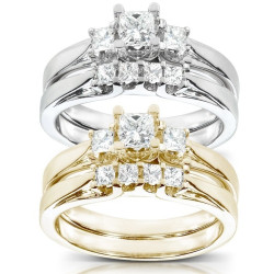 Gold 1/2 ct TDW Princess-Cut Diamond Bridal Ring Set - Handcrafted By Name My Rings™