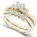 Gold 1/2 ct TDW Princess-Cut Diamond Bridal Ring Set - Handcrafted By Name My Rings™