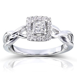Gold 1/3ct TDW Diamond Halo Engagement Ring - Handcrafted By Name My Rings™