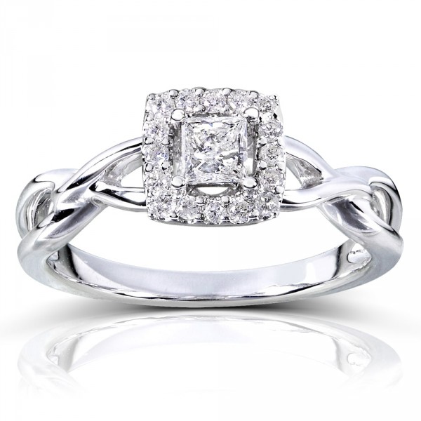 Gold 1/3ct TDW Diamond Halo Engagement Ring - Handcrafted By Name My Rings™