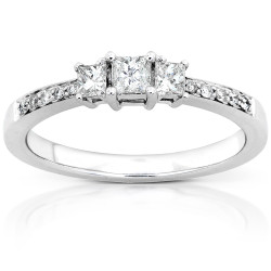 Gold 1/3ct TDW Princess Diamond Engagement Ring - Handcrafted By Name My Rings™