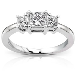 Gold 1ct Princess Diamond 3-stone Ring - Handcrafted By Name My Rings™