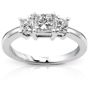 Gold 1ct Princess Diamond 3-stone Ring - Handcrafted By Name My Rings™