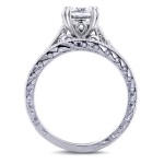 Gold 1ct Round Forever Brilliant Moissanite and 1/3ct TDW Diamond Cathedral Bridal Set - Handcrafted By Name My Rings™