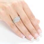 Gold 1ct TDW Diamond Bridal Halo Ring Set - Handcrafted By Name My Rings™