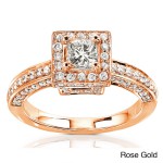 Gold 1ct TDW Diamond Princess Halo Engagement Ring - Handcrafted By Name My Rings™