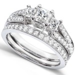Gold 1ct TDW Princess-cut Diamond Bridal Set - Handcrafted By Name My Rings™