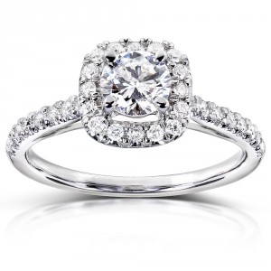 Gold 3/4 ct TDW Diamond Halo Engagement Ring - Handcrafted By Name My Rings™