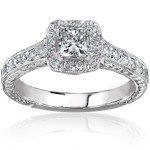 Gold 3/4ct TDW Princess-cut Diamond Halo Engagement Ring - Handcrafted By Name My Rings™