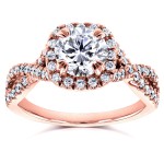 Rose Gold 1 1/2ct TDW Round Diamond Braided Crisscross Engagement Ring - Handcrafted By Name My Rings™