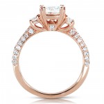 Rose Gold 1 1/2ct TGW Forever One DEF Cushion Moissanite and Diamond 3 Stone Micro Pave Engagement Ring - Handcrafted By Name My Rings™